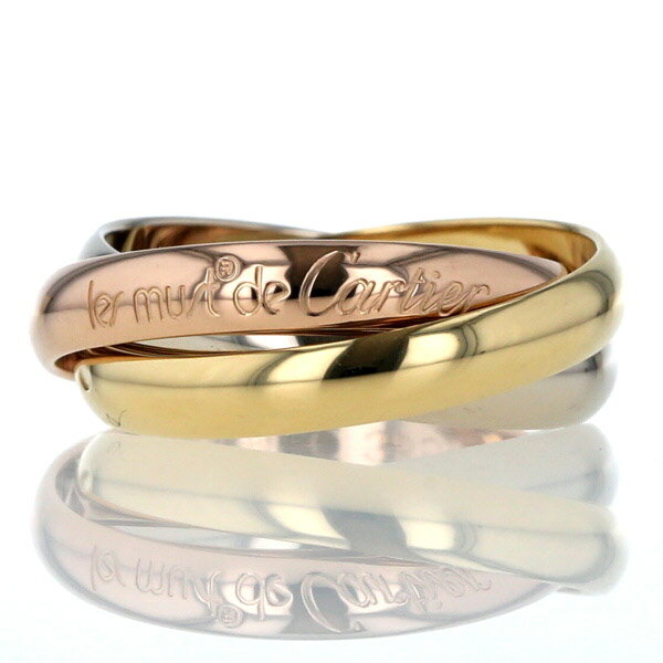 Cartier カルティエ K18YG WG PG イエロー ホワイト ピンクゴールド トリニティ リング スリーカラー 3連 ロゴ 指輪 14号【新品仕上済】【zz】【中古】【送料無料】のサムネイル