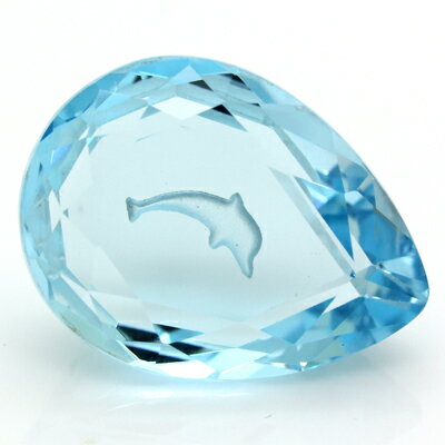 珍品☆ ブラジル産 天然ブルートパーズ 10.78ct ペアシェイプカット イルカ カービング イルカのモチーフ ルース 宝石 裸石 11月誕生石 【1万円以上 ソーティングメモ無料】【sale-a】【mtm】