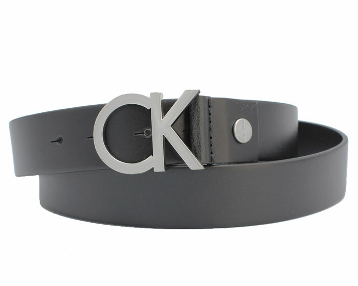 ■■■　訳あり特価商品　■■■　#262　Calvin Klein　カルバンクライン　ベルト　K50K502119　CKロゴ　牛革　レザー　ブラック　EUROPEライン　※※バックルにキズがございます。（掲載画像2枚目参照）