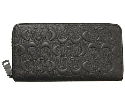 ■■■ 訳あり特価商品 ■■■ #306 COACH コーチ F58113 BLK ラウンドファスナー長財布 牛革 レザー シグネチャー 黒 ブラック ※内面ファスナーポケットの引手がございません