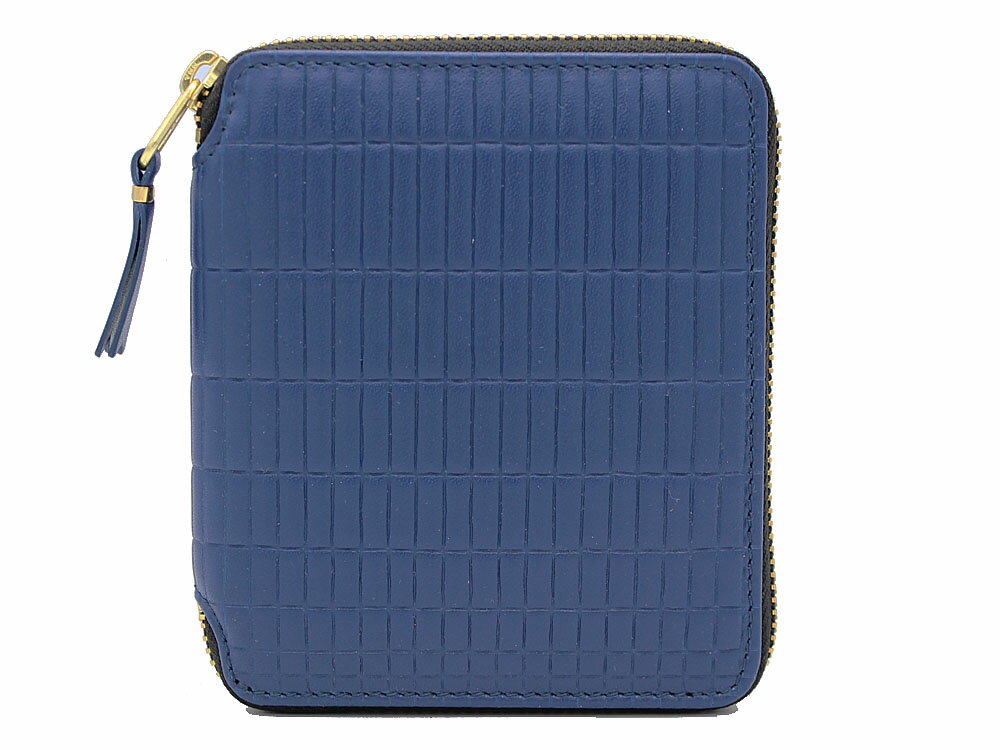 COMME des GARCONS　≪コムデギャルソン≫　ラウンドファスナー二つ折り財布　SA2100BK　　BRICK LINEW BLUE　ブルー　レザー　スペイン製　メンズ　レディース　【送料無料】
