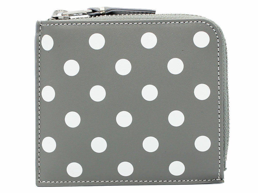 COMME des GARCONS　≪コムデギャルソン≫　コンパクト財布　コインケース　SA3100PD　POLKA DOTS PRINTED　グレー　ホワイトドット　レザー　スペイン製　メンズ　レディース　【送料無料】