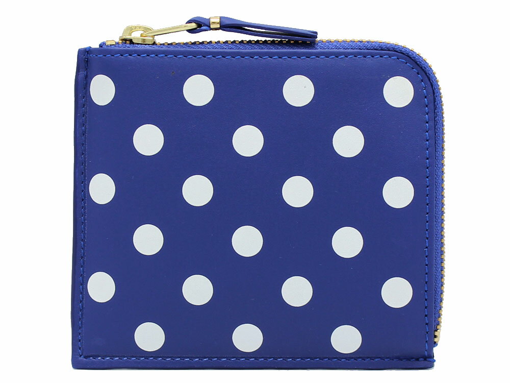 COMME des GARCONS　≪コムデギャルソン≫　コンパクト財布　コインケース　SA3100PD　POLKA DOTS PRINTED　ネイビー　ホワイトドット　レザー　スペイン製　メンズ　レディース　【送料無料】