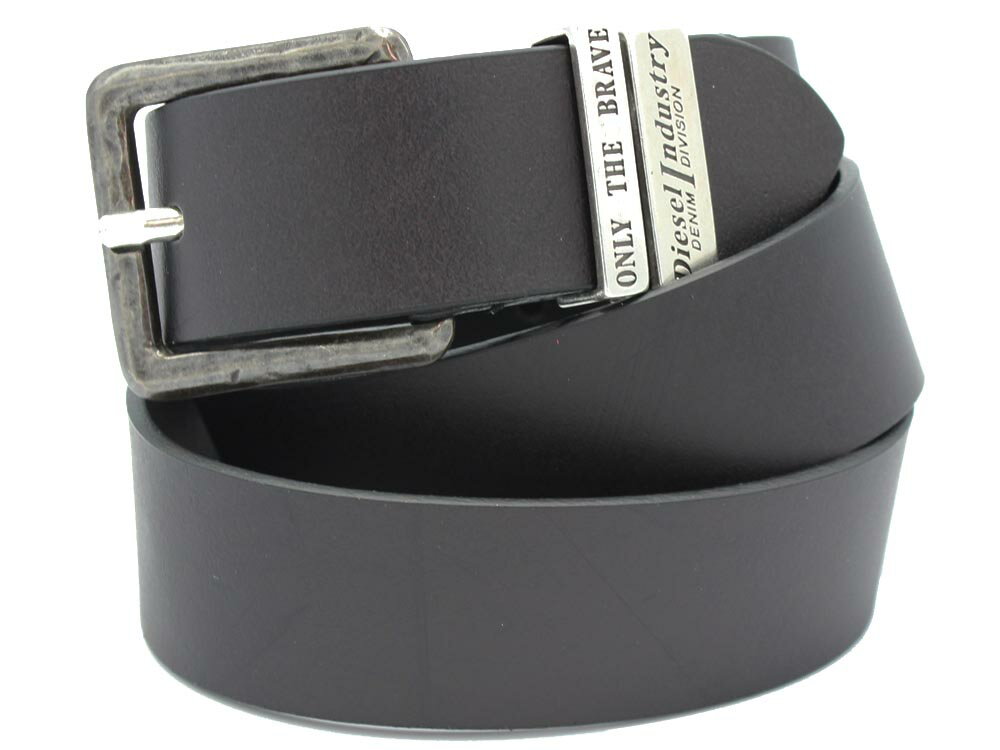 DIESEL　　≪ディーゼル≫　ベルト　X08532-PR227　ブラック　レザー　B-GUARANTEE-A BELT　サイズ調整不可タイプ　80cm　85cm　90cm　