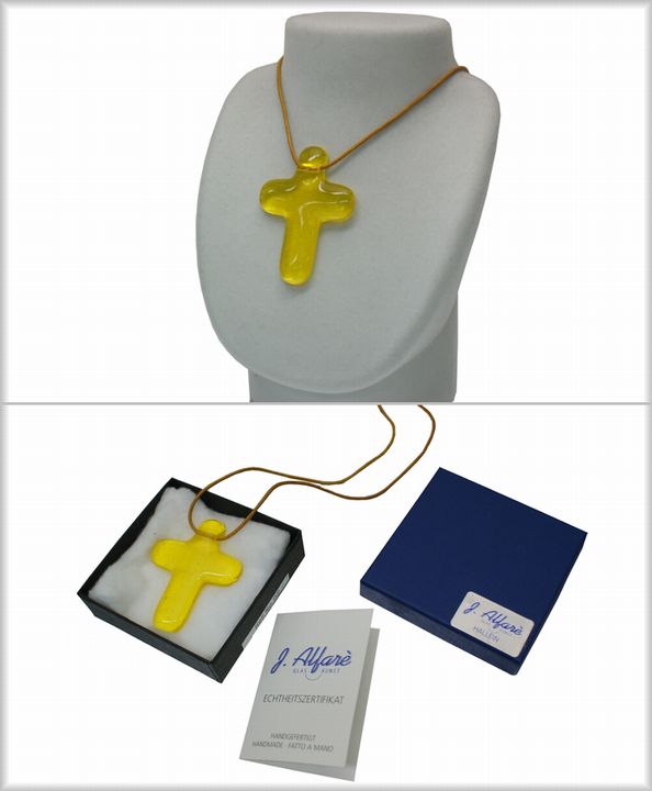 J.Alfare　　≪ジョセフ・アルファーレ≫チョーカー　/ 08　Cross イエローオーストリアガラス製ハンドメイド　【セール】　クロス