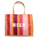 MSGM エムエスジーエム 3441MDZ75 トートバッグ ピンク系 マルチストライプ MULTICOLOR キャンバス ブラッシュドストライプ