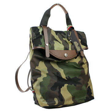 ■■■　訳あり特価商品　■■■　#192　Orobianco　　≪オロビアンコ≫　リュックサック　JACKBACK (CAMO xCACAO)　カモフラージュ　ブラウンレザー　バックパック　トートバッグ　2ウェイ　※※ 収納部分被せふた部分が蛍光灯焼けで退色しております。