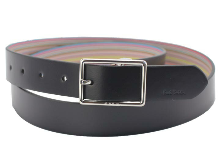 ポールスミス Paul Smith ベルト M1A -5152-CC2FMU ブラック&マルチストライプ リバーシブル BELT C2F REVRSBLE 最大110cmフリーサイズ スペイン製