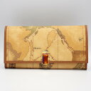PRIMA CLASSE ≪ プリマクラッセ ≫ クリップ開閉式 長財布 W003 -6000 (#109) ベージュ系世界地図柄 ※実際にお送りする柄目は掲載画像1(正面)、2(裏面)、3(内面)枚目の商品になります。(4)