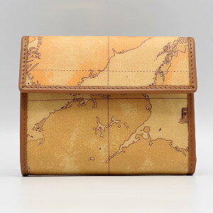 PRIMA CLASSE ≪プリマクラッセ≫ 三つ折財布 背面L字ファスナー小銭入れ W019 -6000 (#134) ベージュ系地図柄 ふたつ折り財布 ※実際お送りする柄目は掲載写真1、2枚目の商品になります。