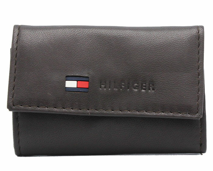 トミーヒルフィガー キーケース（レディース） ■■■　訳あり特価商品　■■■　#210　TOMMY HILFIGER ≪トミーヒルフィガー≫　キーケース　31TL17X013　ダークブラウン　茶色　牛革　レザー　※※商品それぞれに個体差がございますがキー金具に錆がございます。