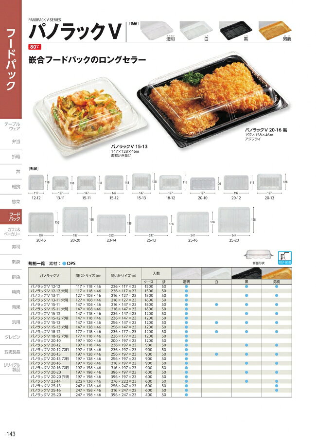 袋 容器 製菓 エクスパッケージのパノラックV　13-11　穴明　透明　本体・蓋一体　1800枚入　#037549　ケース販売　大型商品　取り寄せ品　中央化学｜アングル2