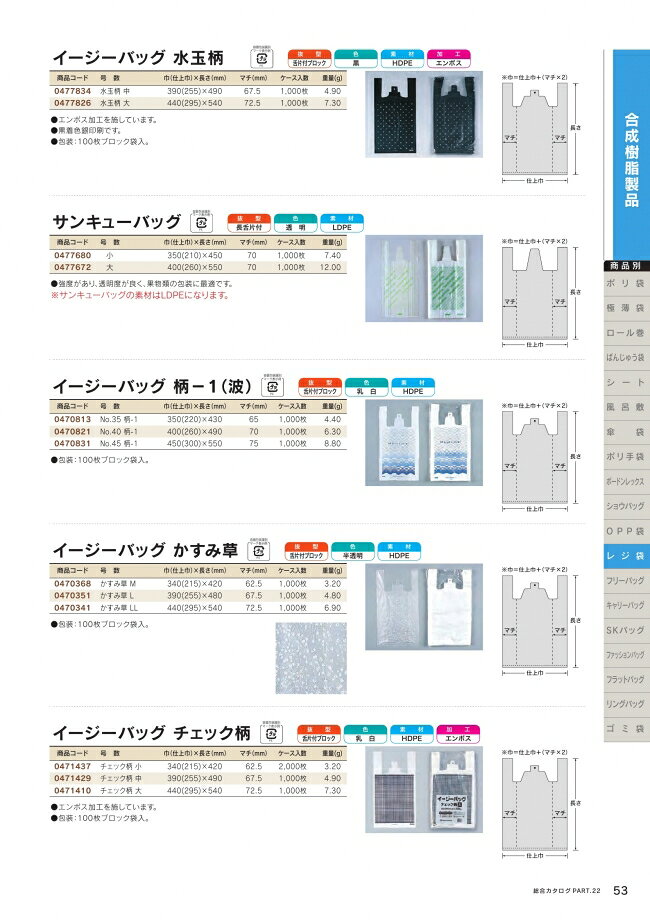 イージーバッグ　No.40　柄-1　波　100枚　HDPE　0470821　福助工業