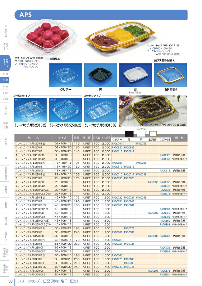 クリーンカップ　APS　260　B　浅　クリアー　本体のみ　#PAQC720　1600個入　ケー...