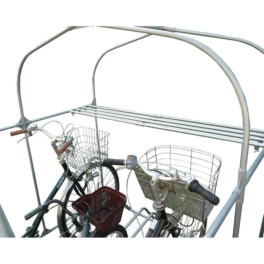 サイクルハウス用パイプ棚・サイクルストッパーセット【3台用】パイプ棚と自転車が自立できるタイヤストッパー後付け可能 法人個人送料無