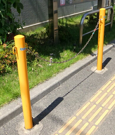 車止め ポールタイプ鉄製Φ60.5mm×H850mm 固定式フック2ヶ付き『FP2-6』自宅前・駐車場・歩道で車をガード 格安 DIY 送料無料