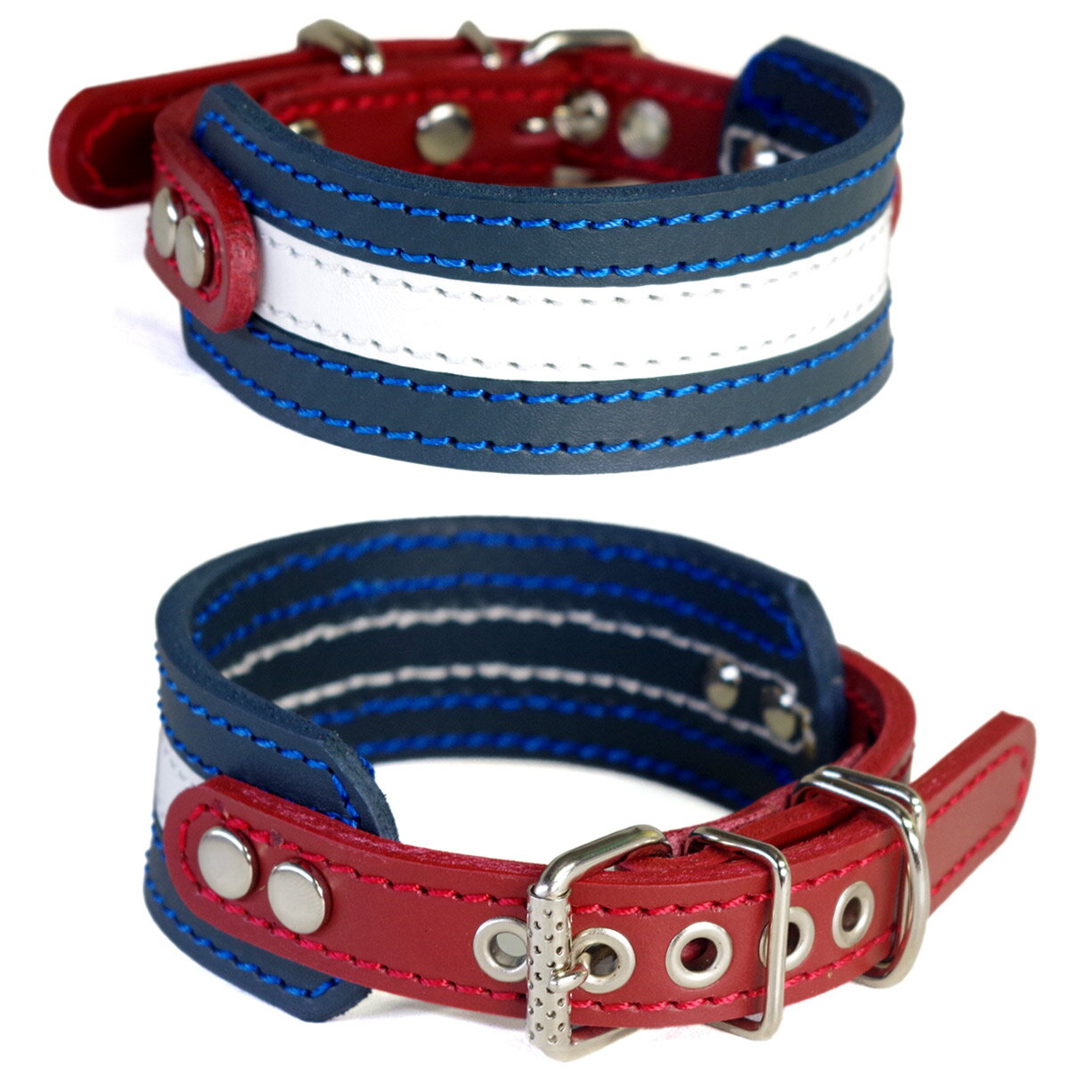 4cm幅のウィペット用革首輪：4cm Type GF2-Flag 英国