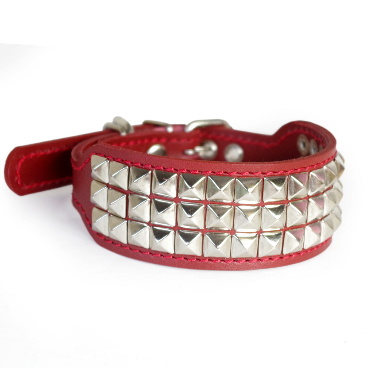 4cm幅のウィペット用革首輪：4cm Type G2-S2R(10mm角鋲)