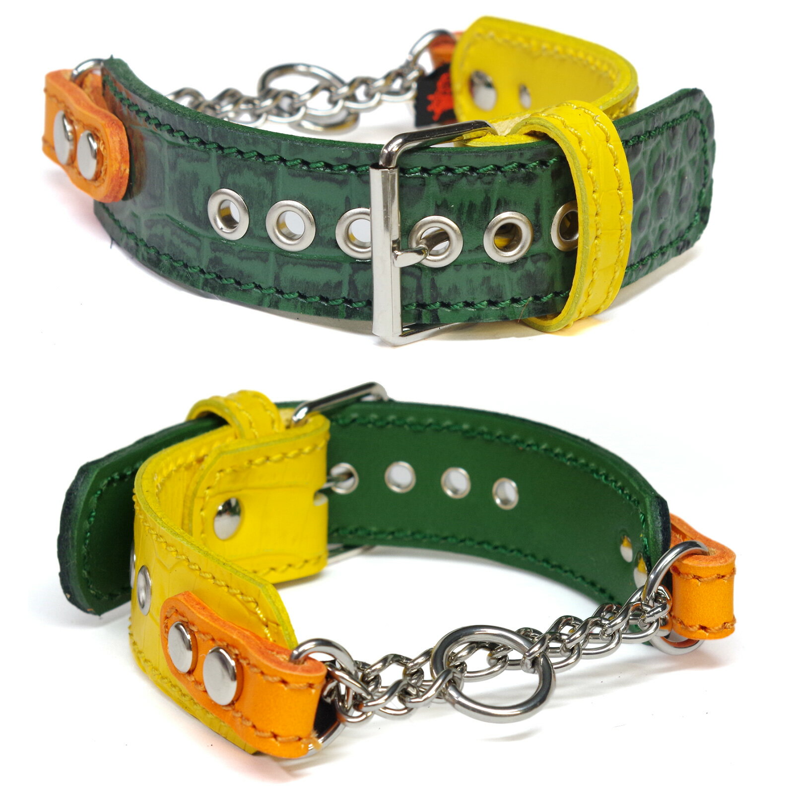 小型犬用3cm幅 革 ハーフチョーク(頭周り28.5cm)：アウトレット