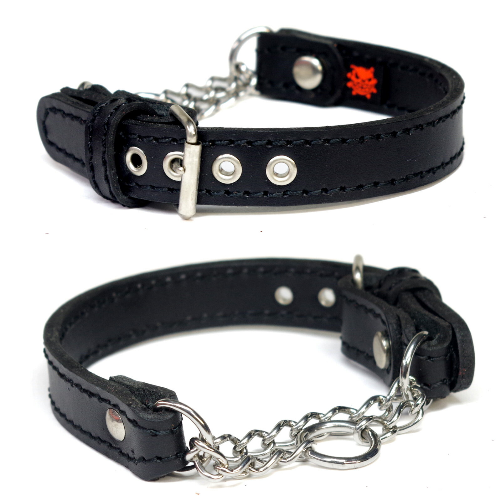 Leather （Small Dogs） - 小型犬用2cm幅 革 ハーフチョーク(頭周り28.5cm)：アウトレット