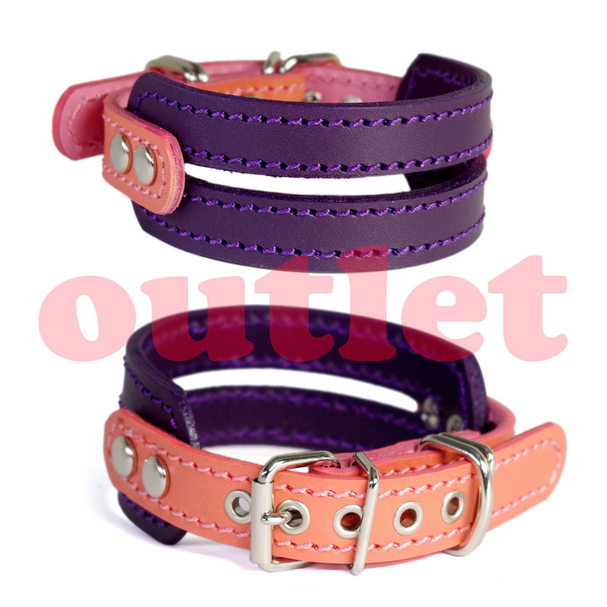 アウトレット：イタグレミニピン用3.5cm幅革首輪(26cm）