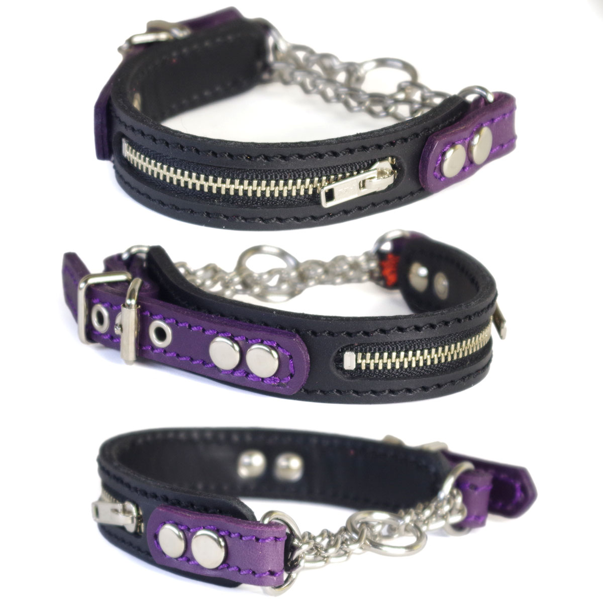 革ハーフチョーク：Small Type チョーカー GB2 Zipper 黒+パープル