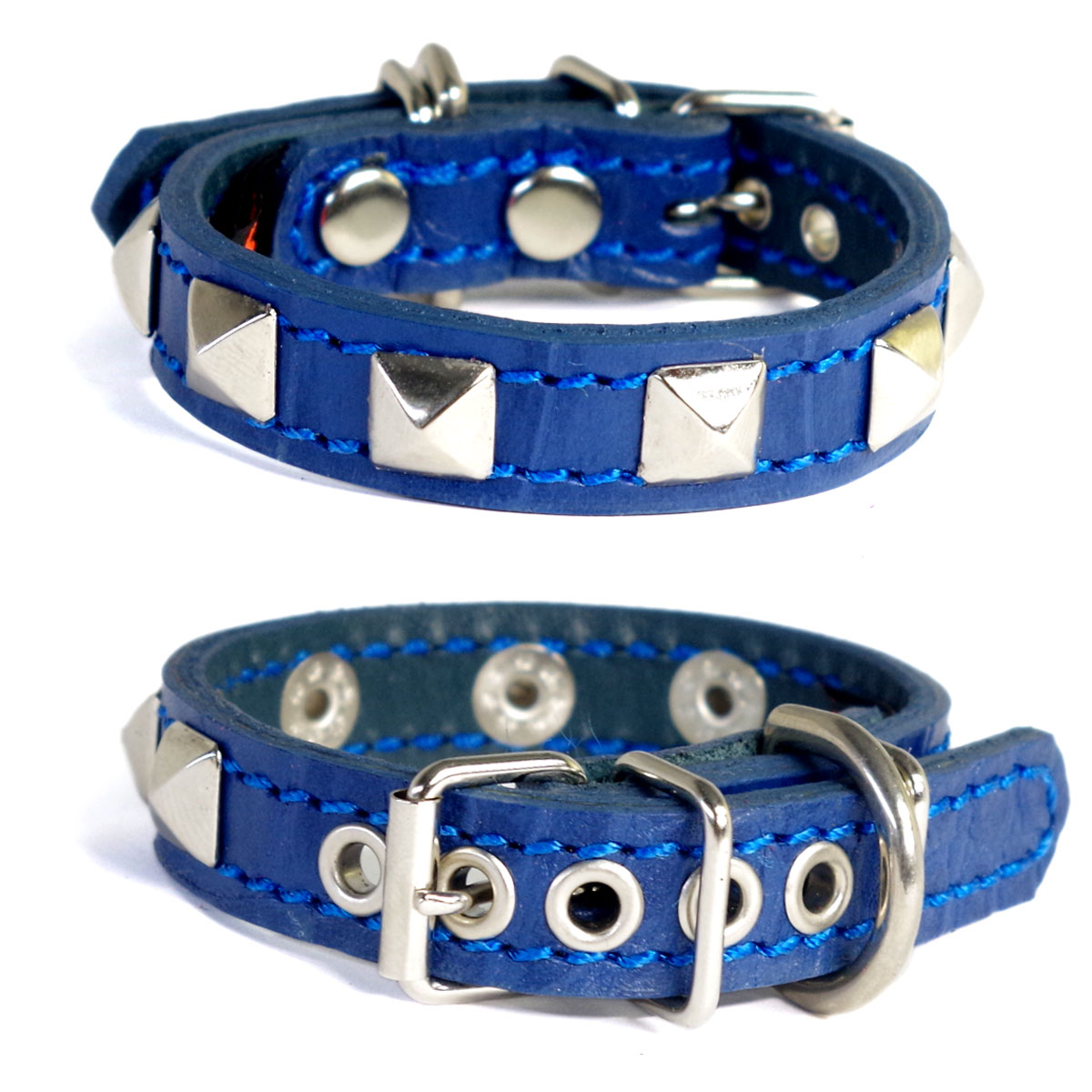 1.5cm幅チワワ用スタッズ革首輪：XSmall Type S2R(10mm角鋲）