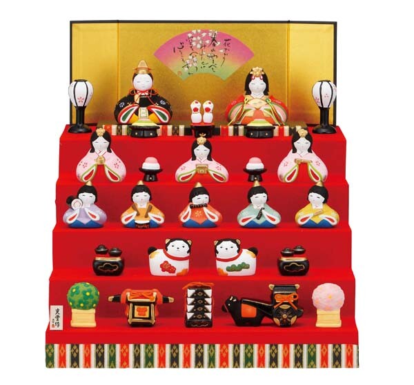 おひなさま お雛様 ひな祭り 置物 陶器 人形 雛人形 ひな人形 コンパクト ミニ 今どき おしゃれ インテリア かわいい 【 錦彩 華みやび雛（5段飾り) 】 子供部屋 居間 玄関 カウンター 周り