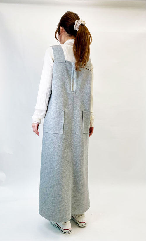 ジャンパースカート フリーサイズ ガノッシュ257-70363 30代 40代 50代 レディース カジュアル 秋 冬 ジャンスカ グレー　チャコール ganosch