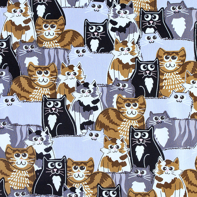 まんまるお目々のネコ BT-4691 コットンプリント生地