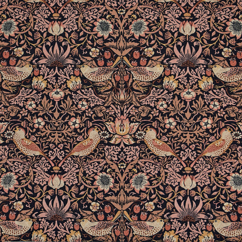 ベスト・オブ・モリス いちご泥棒 レンガ色/ブラック MO4909コットンプリント生地