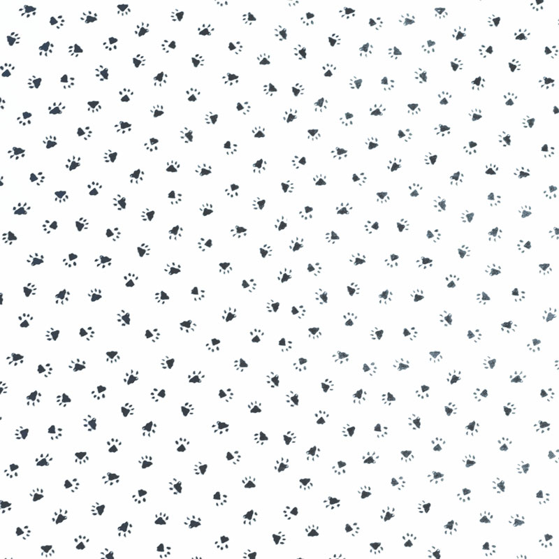 楽天Fairy Cotton　楽天市場店RK-4346 小さなグレーの肉球 ホワイト デジタル コットンプリント生地