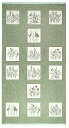 秋の花 ブロックパネル モスグリーン 60*110 未完成品 MO-4449 コットンプリント生地