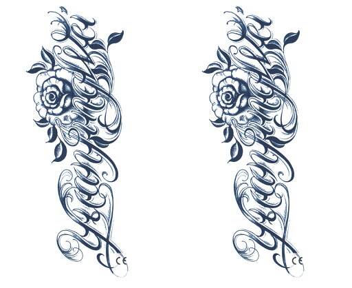 ジャグアタトゥー タトゥーシール 2週間で消えるタトゥー ヘナタトゥー 本物志向 英文字 薔薇 2枚セット ジャグアタトゥー タトゥーシール 2週間で消えるタトゥー ヘナタトゥー 本物志向 英文字 薔薇 2枚セット