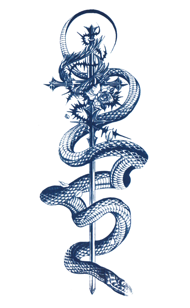ジャグアタトゥー タトゥーシール 2週間で消えるタトゥー ヘナタトゥー 本物志向 蛇 薔薇 クロス