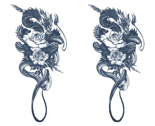 ジャグアタトゥー タトゥーシール 2週間で消えるタトゥー ヘナタトゥー 本物志向 龍 薔薇 2枚セット ジャグアタトゥー タトゥーシール 2週間で消えるタトゥー ヘナタトゥー 本物志向 龍 薔薇 2枚セット