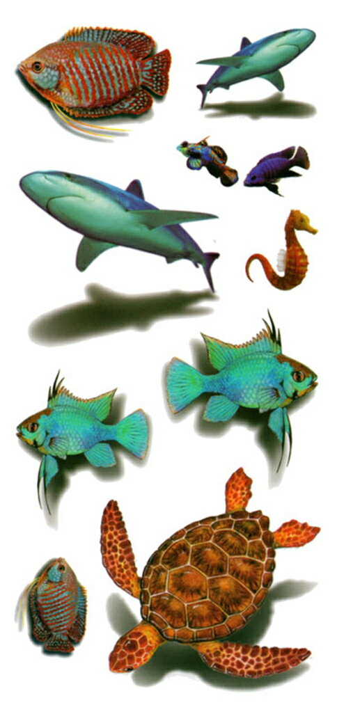 楽天The Fantasyタトゥーシール タトゥーシール 3D 立体感 鮫 海の動物たち 3d31 【レギュラー】