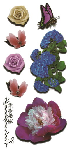 タトゥーシール 3D 立体感 蝶 花 3d55 【レギュラー】 タトゥーシール 3D 立体感 蝶 花 3d55 【レギュラー】