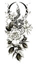 タトゥーシール 薔薇 蛇 hm1364 【レギュラー】