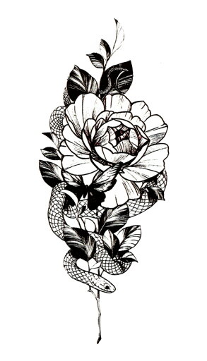 タトゥーシール タトゥーシール 薔薇 蛇 hm1379 【レギュラー】 タトゥーシール タトゥーシール 薔薇 蛇 hm1379 【レギュラー】