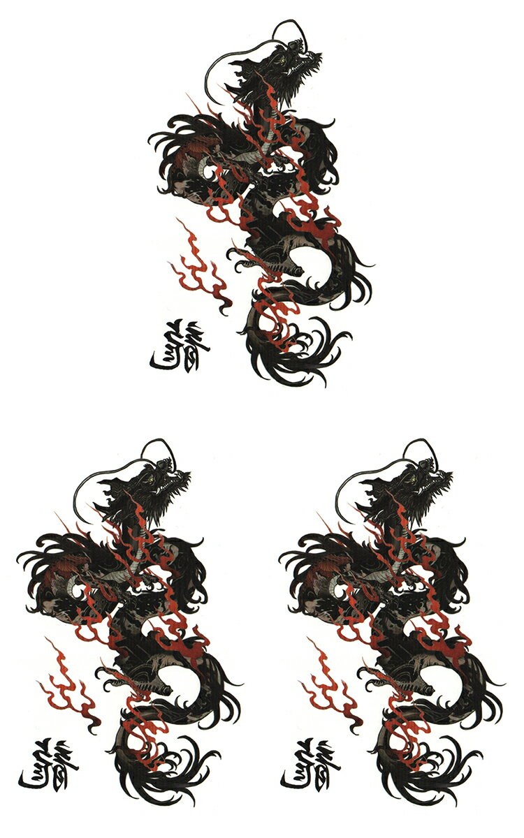 タトゥーシール 龍 ドラゴン hm1546 通常サイズ・3枚入り