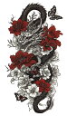 タトゥーシール 龍 薔薇 hm1551 レギュラー