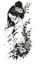タトゥーシール 美女 薔薇 hm1552 レギュラー