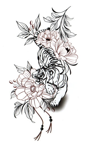タトゥーシール 虎 花 hm1574 レギュラー タトゥーシール 虎 花 hm1574 レギュラー