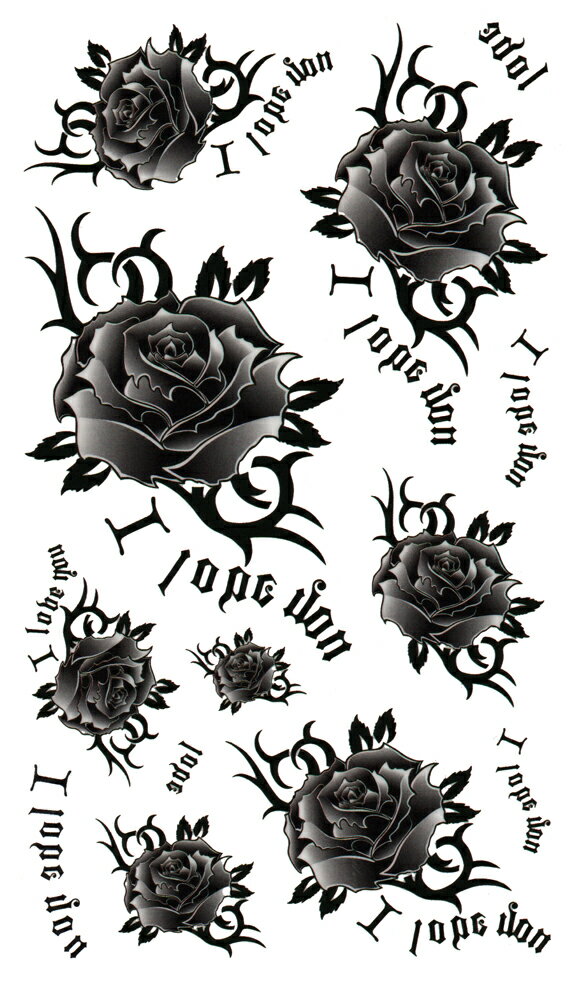 タトゥーシール タトゥーシール バラ 薔薇 文字...の商品画像