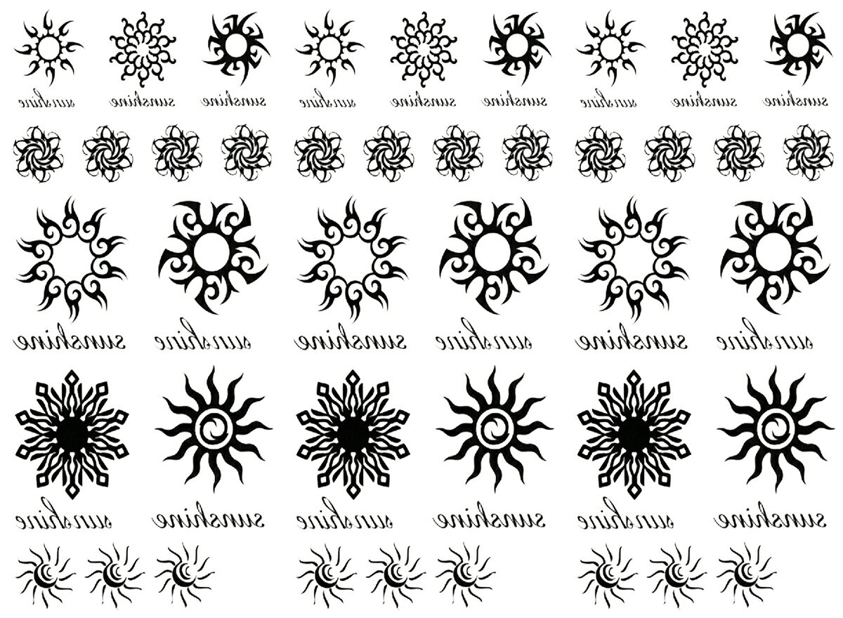 タトゥーシール 太陽 トライバル hm685 ［通常サイズ・3枚入り］