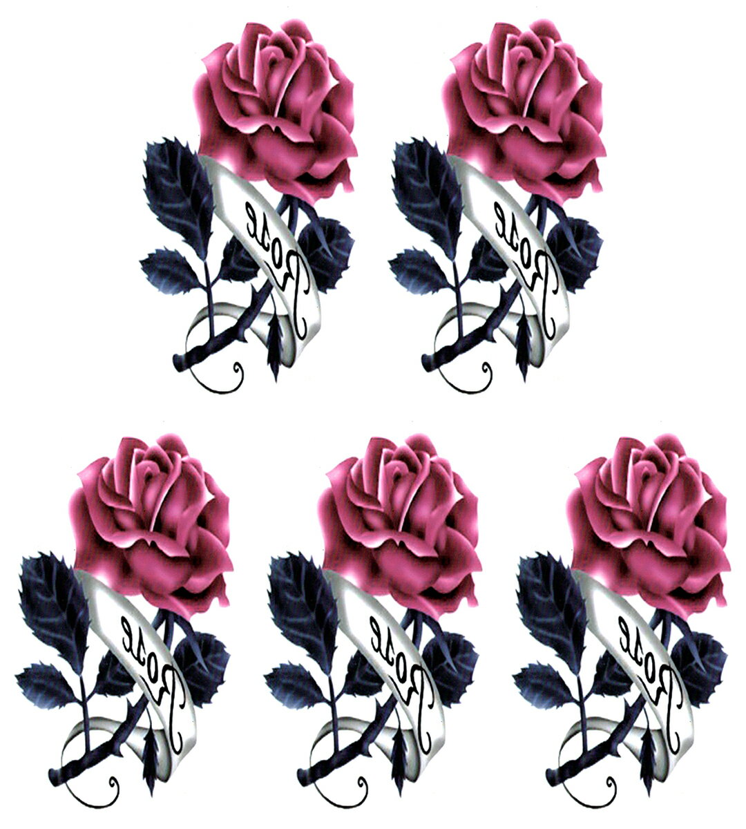 タトゥーシール 薔薇 x383 【小型・5枚セット】