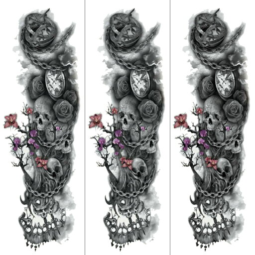 タトゥーシール タトゥーシール 肩から手首 髑髏 薔薇 tqb007【特長・3枚セット】 タトゥーシール タトゥーシール 肩から手首 髑髏 薔薇 tqb007【特長・3枚セット】