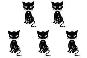 タトゥーシール [5枚入り] 黒猫 tm0939 【ワンポイント】