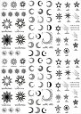 タトゥーシール 月 星 太陽 通常サイズ 3種6枚］ ymp6014